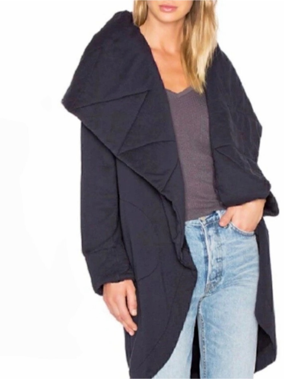 Young Fabulous & Broke Sandrine Coat Draped Black Cape Small